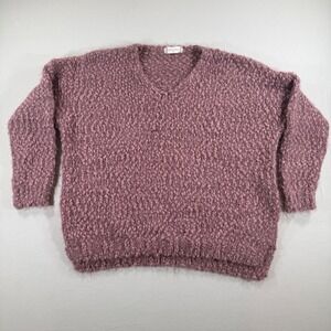 Altar'd State Mauve Pink Popcorn Knit V-Neck Oversized Sweater S/M C10083-9